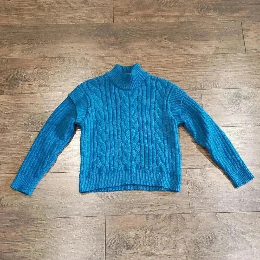 Time and Tru Women's Blue Mock Turtleneck Sweater Size Large (12-14)